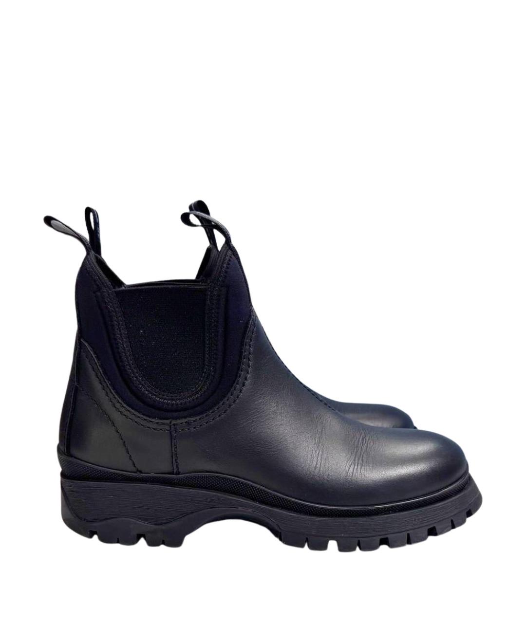 PRADA Черные кожаные ботинки, фото 1