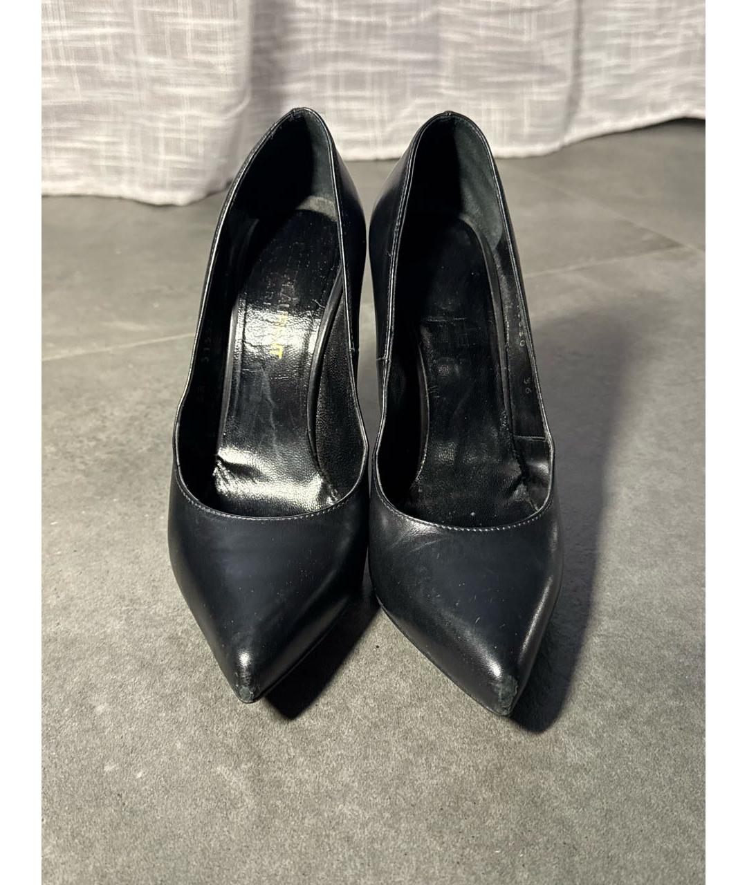 SAINT LAURENT Черные кожаные туфли, фото 2