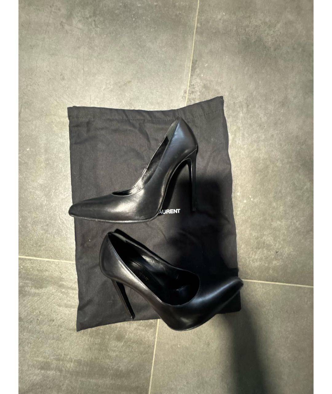 SAINT LAURENT Черные кожаные туфли, фото 5