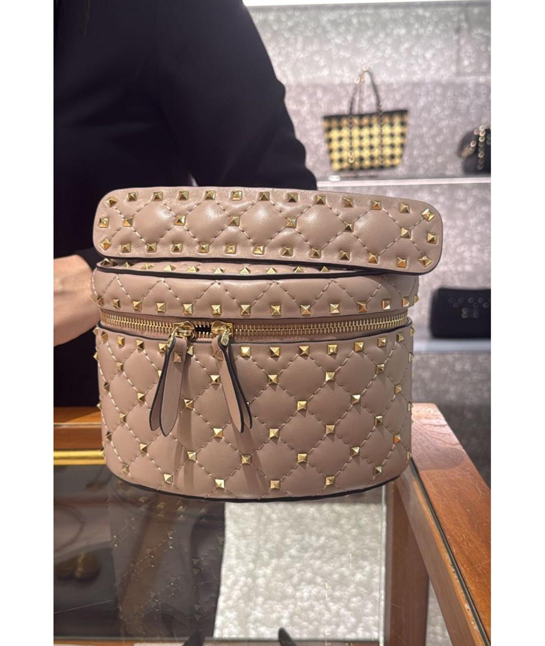 VALENTINO Розовая кожаная сумка с короткими ручками, фото 3