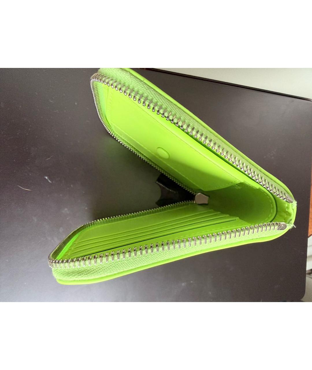 ACNE STUDIOS Салатовый кожаный кошелек, фото 7