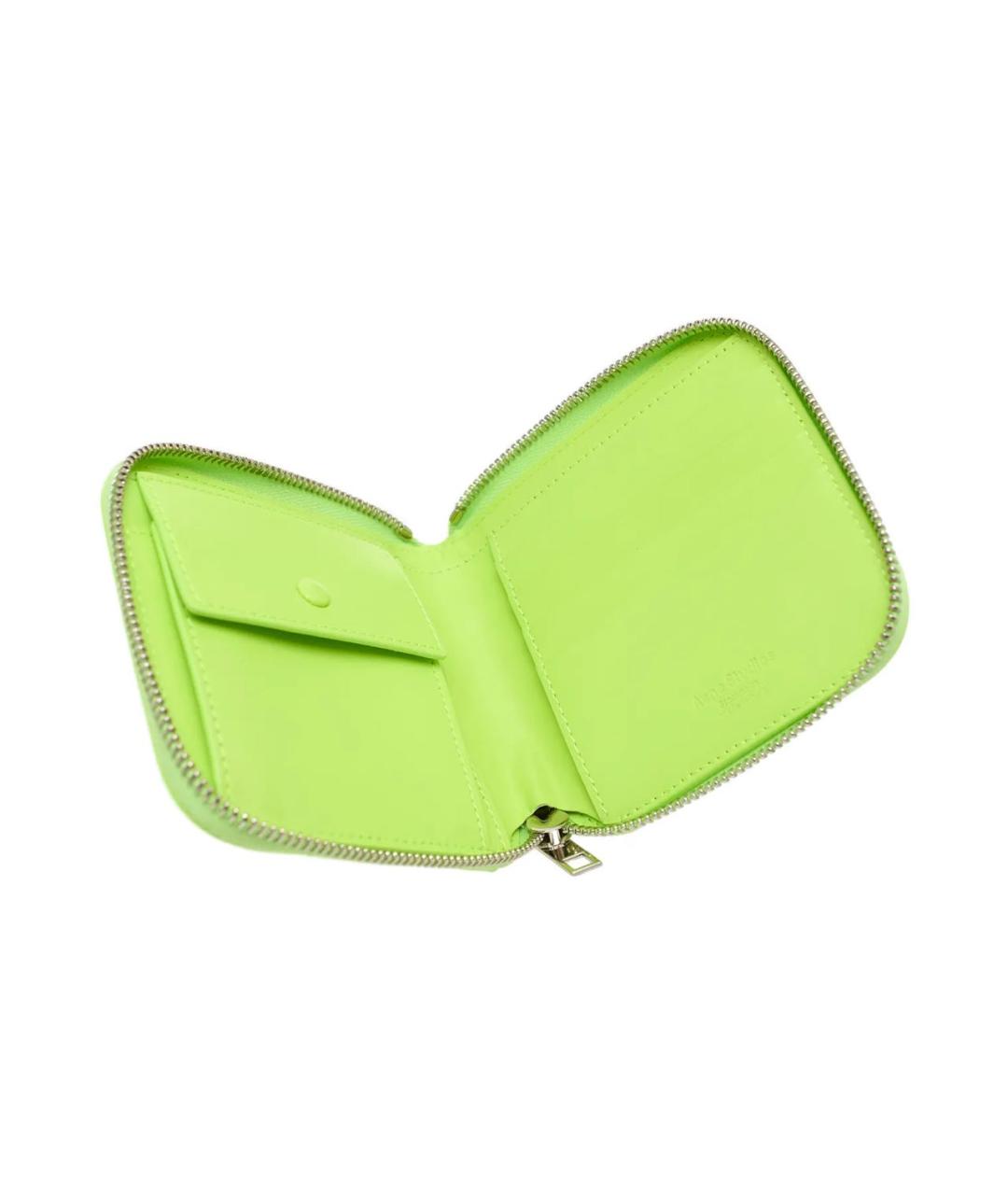 ACNE STUDIOS Салатовый кожаный кошелек, фото 2