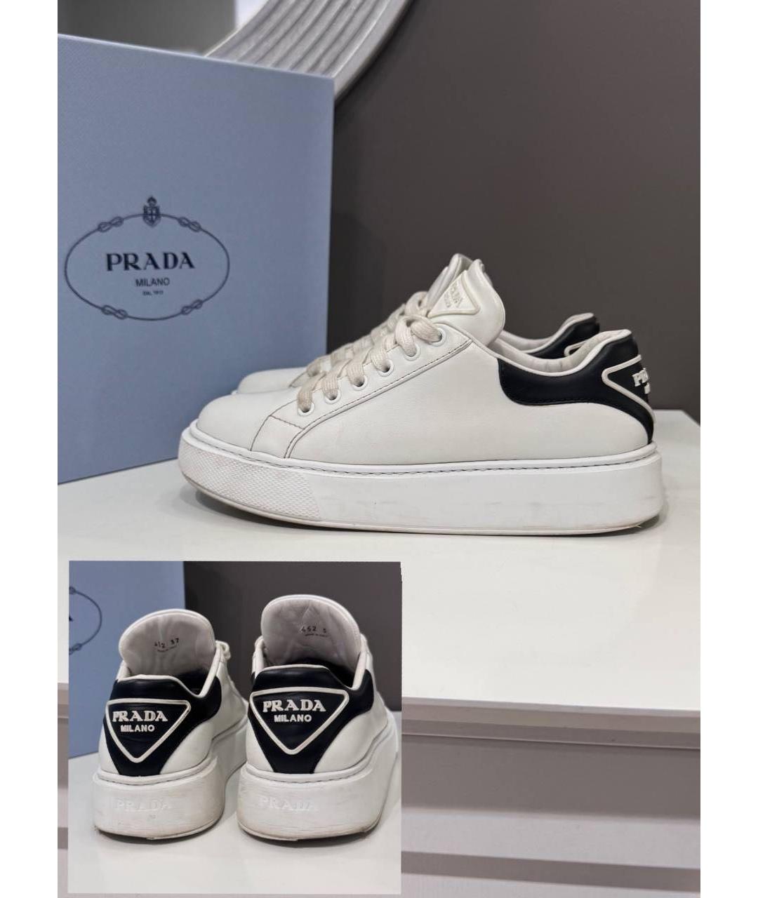 PRADA Белые кожаные кеды, фото 4