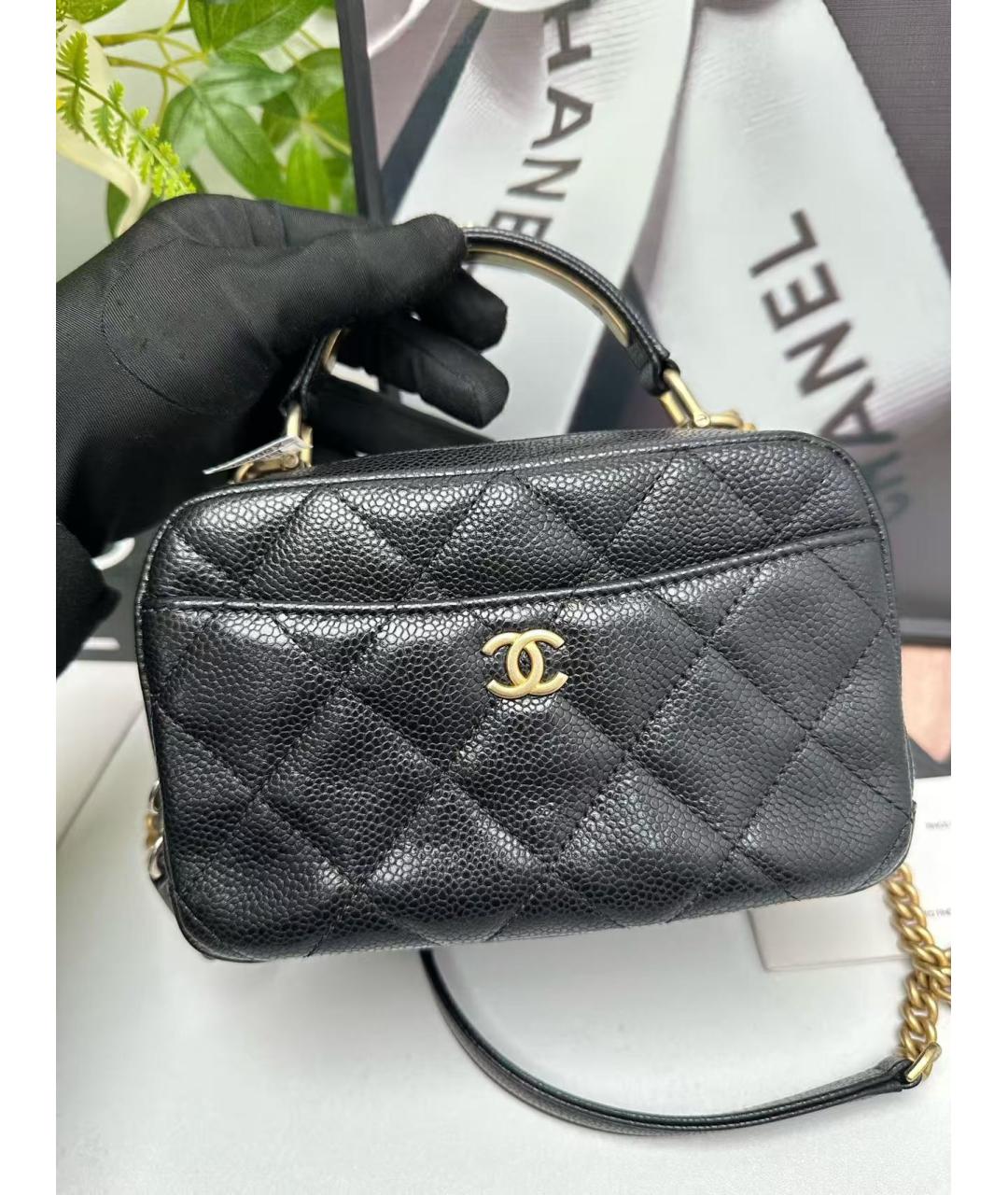 CHANEL Черная кожаная сумка через плечо, фото 6