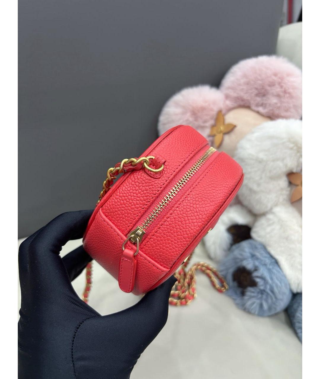 CHANEL Красная кожаная сумка через плечо, фото 3