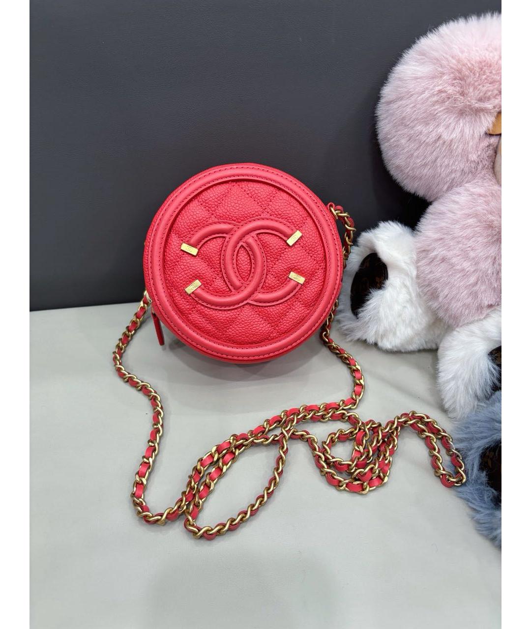 CHANEL Красная кожаная сумка через плечо, фото 8