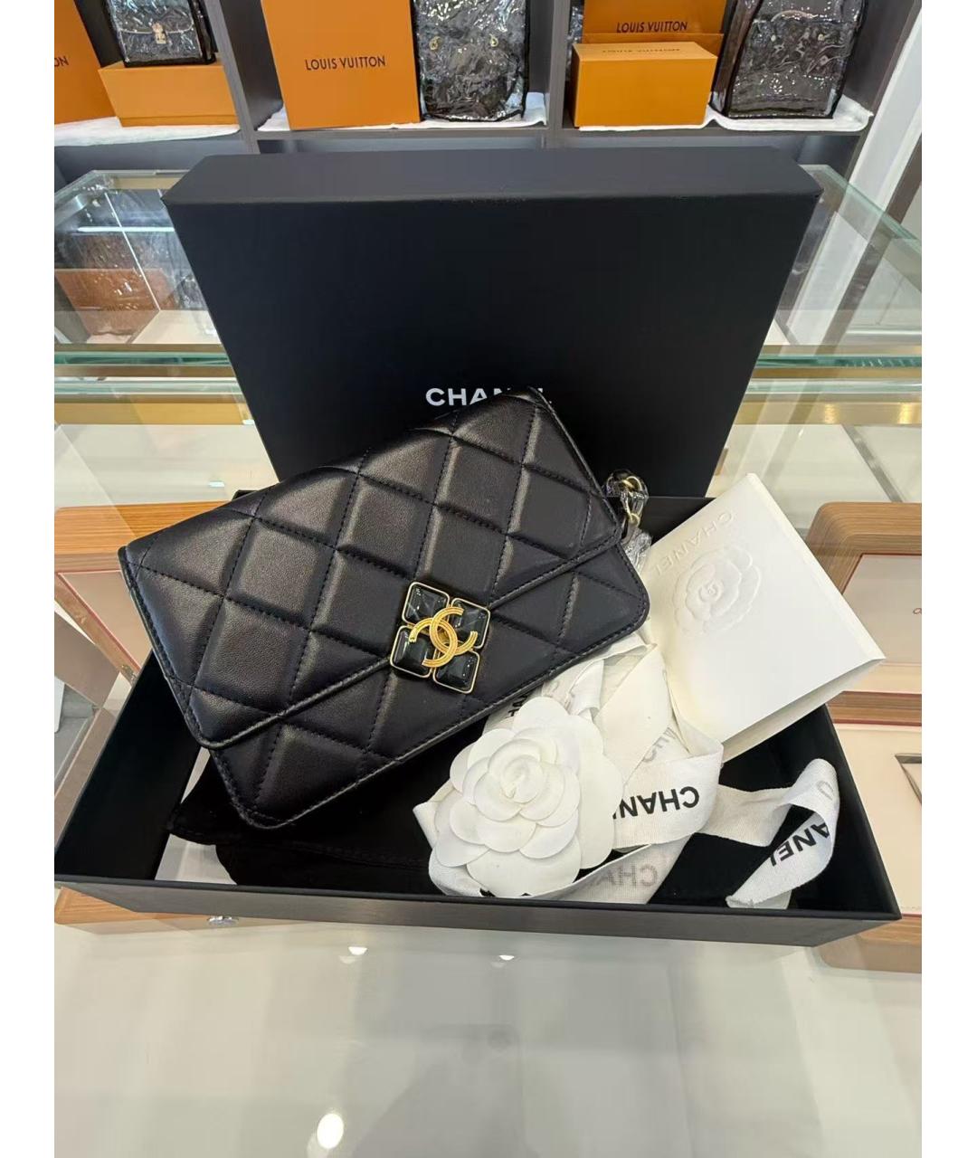 CHANEL Черная кожаная сумка через плечо, фото 4