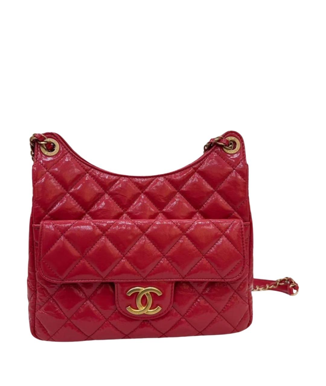 CHANEL Красная сумка через плечо из лакированной кожи, фото 1