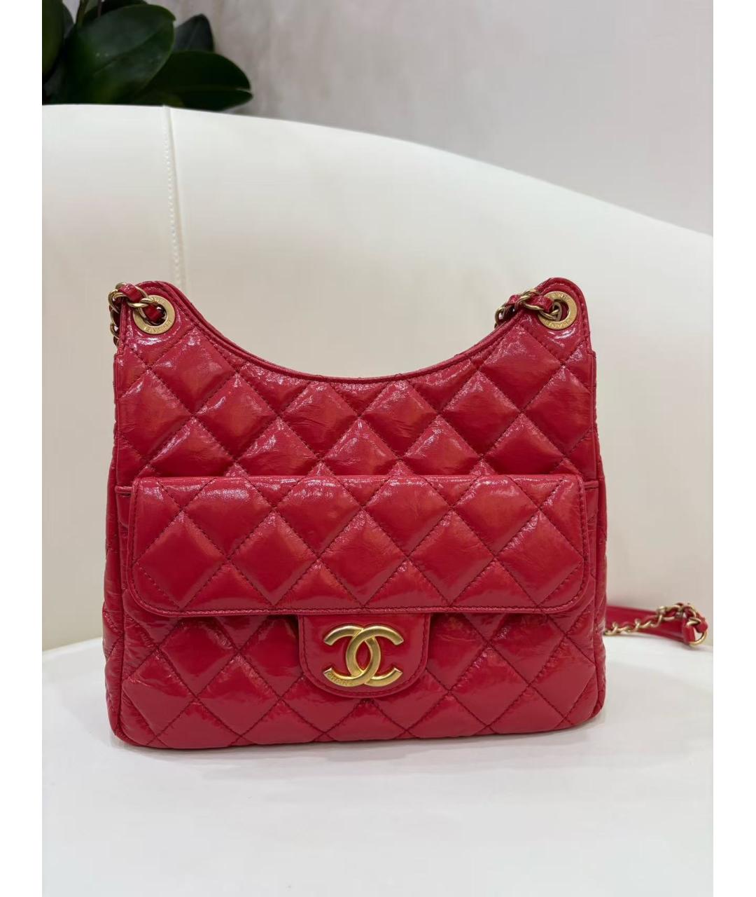 CHANEL Красная сумка через плечо из лакированной кожи, фото 2