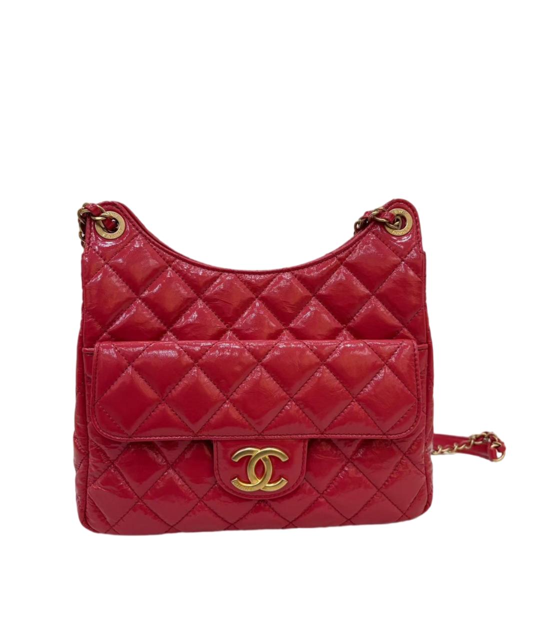 CHANEL Красная сумка через плечо из лакированной кожи, фото 7