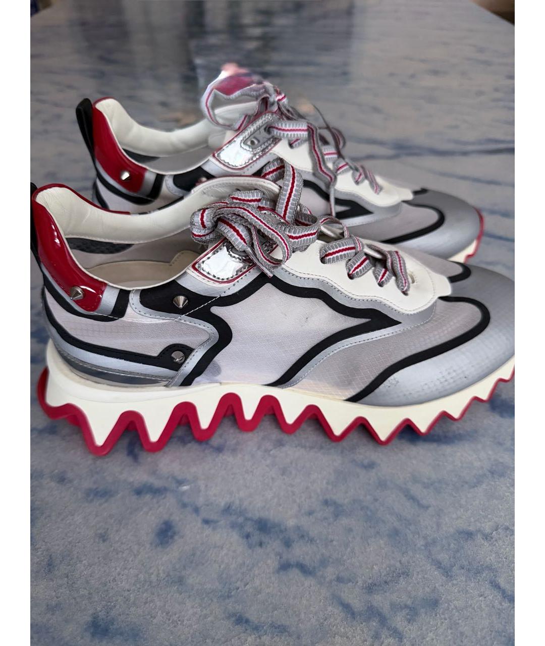 CHRISTIAN LOUBOUTIN Серые синтетические кроссовки, фото 5
