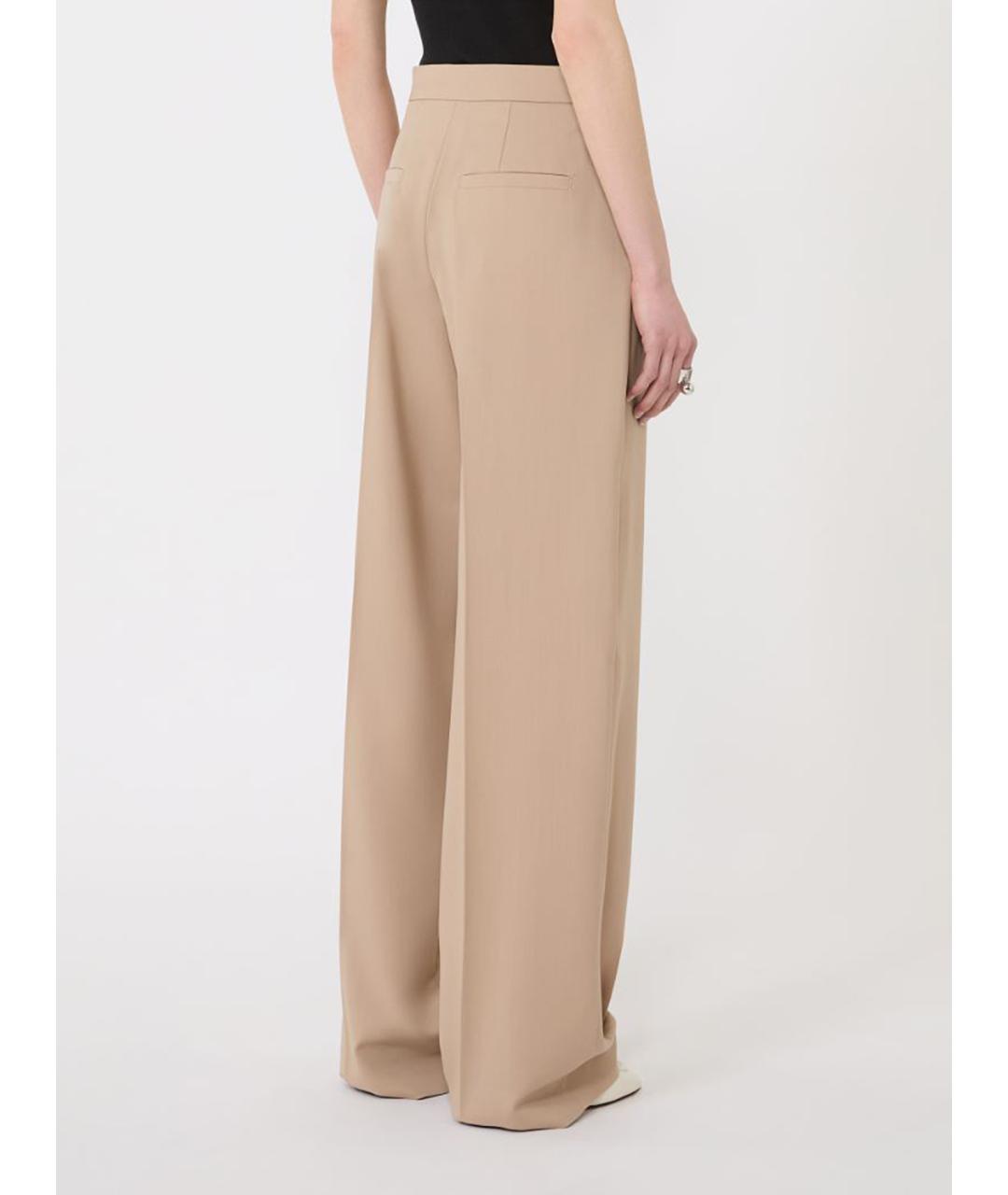 SPORTMAX Бежевые шерстяные брюки широкие, фото 4
