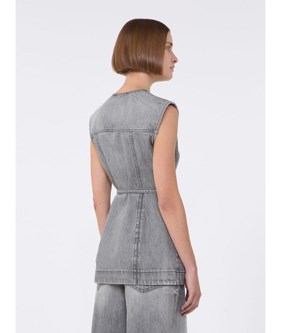 SPORTMAX Серый хлопковый жилет, фото 4