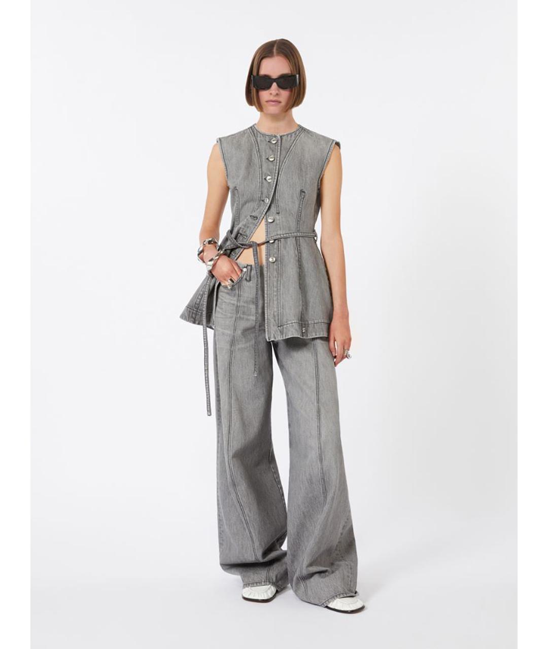 SPORTMAX Серый хлопковый жилет, фото 2