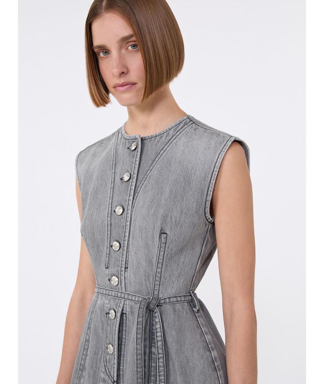 SPORTMAX Серый хлопковый жилет, фото 5