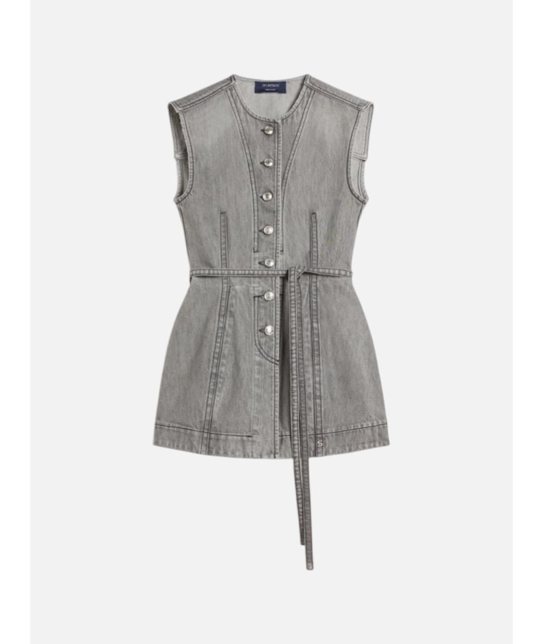 SPORTMAX Серый хлопковый жилет, фото 6