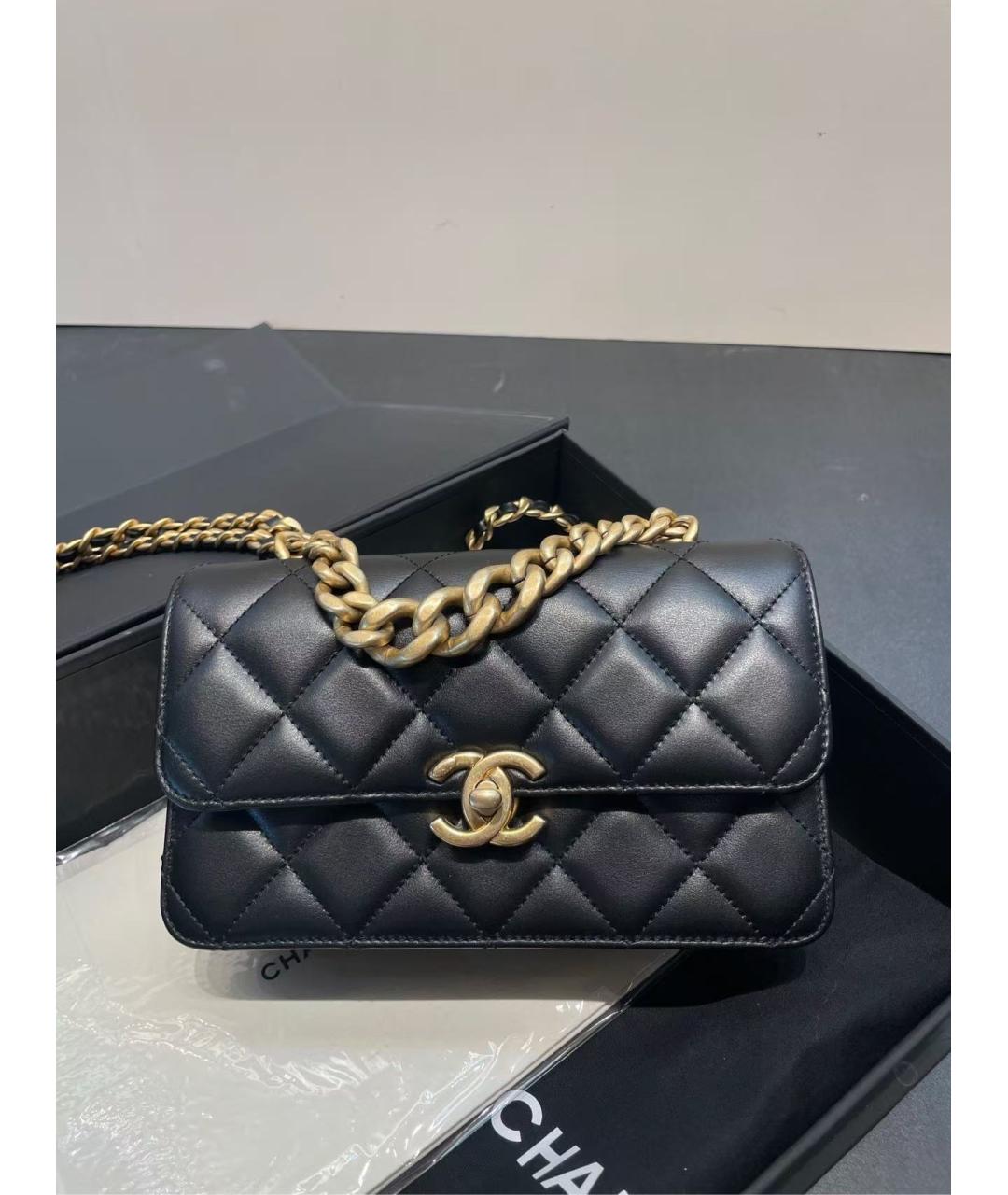 CHANEL Черная кожаная сумка через плечо, фото 6