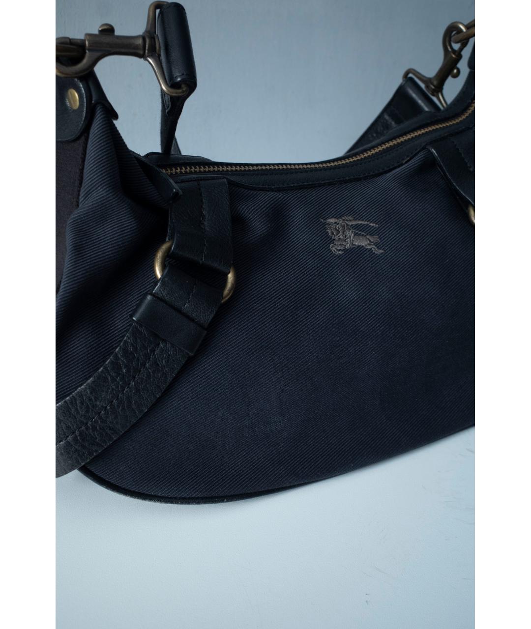 BURBERRY Темно-синяя хлопковая сумка с короткими ручками, фото 6