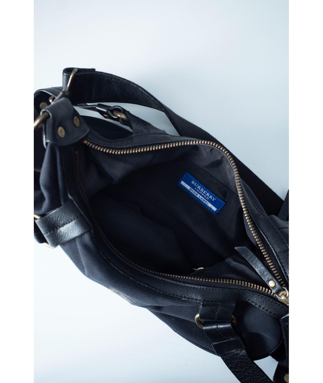 BURBERRY Темно-синяя хлопковая сумка с короткими ручками, фото 8