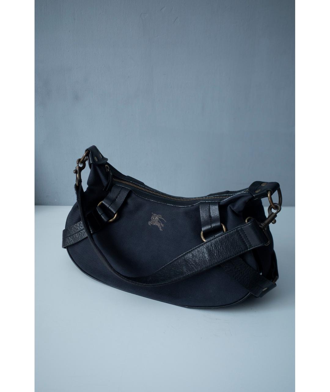 BURBERRY Темно-синяя хлопковая сумка с короткими ручками, фото 9