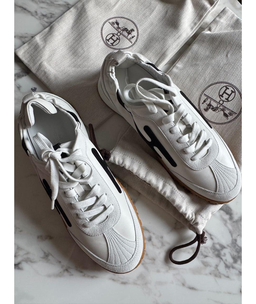 HERMES Белые замшевые кеды, фото 2