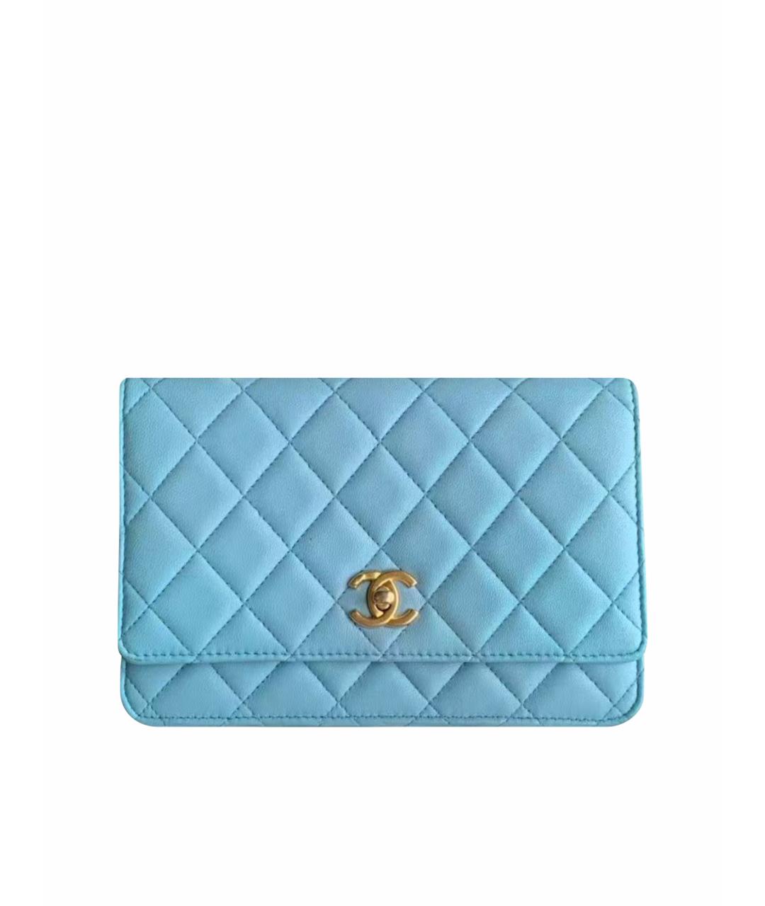 CHANEL Голубая кожаная сумка через плечо, фото 1