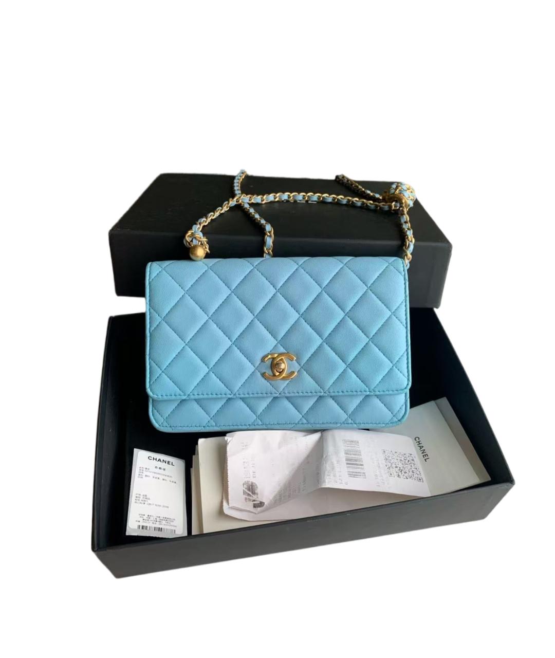 CHANEL Голубая кожаная сумка через плечо, фото 6