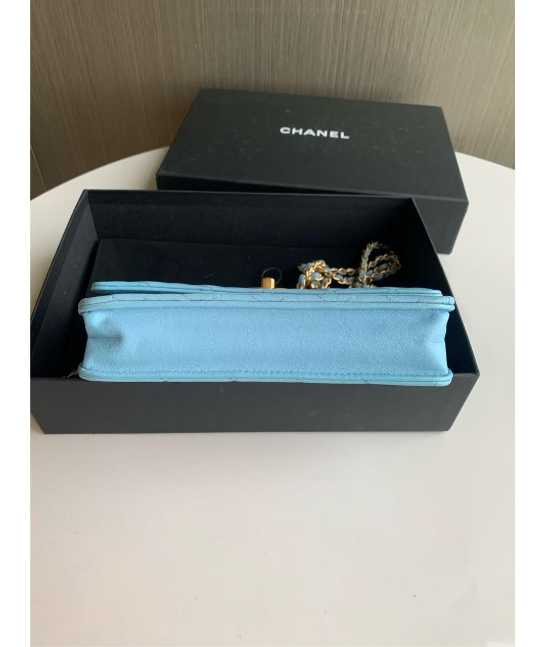 CHANEL Голубая кожаная сумка через плечо, фото 4
