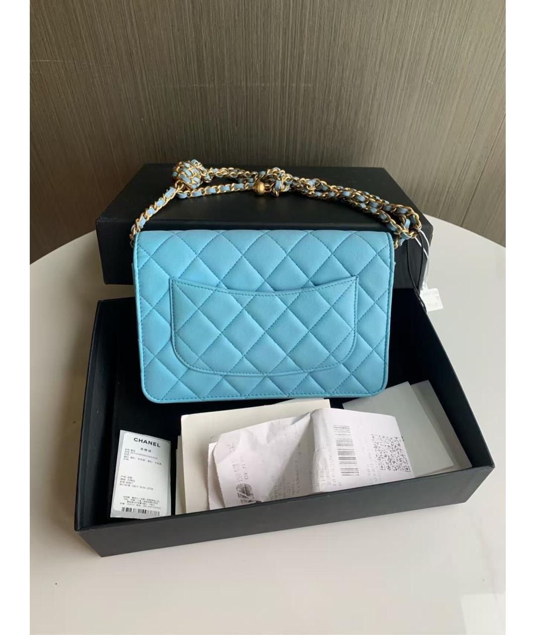 CHANEL Голубая кожаная сумка через плечо, фото 2