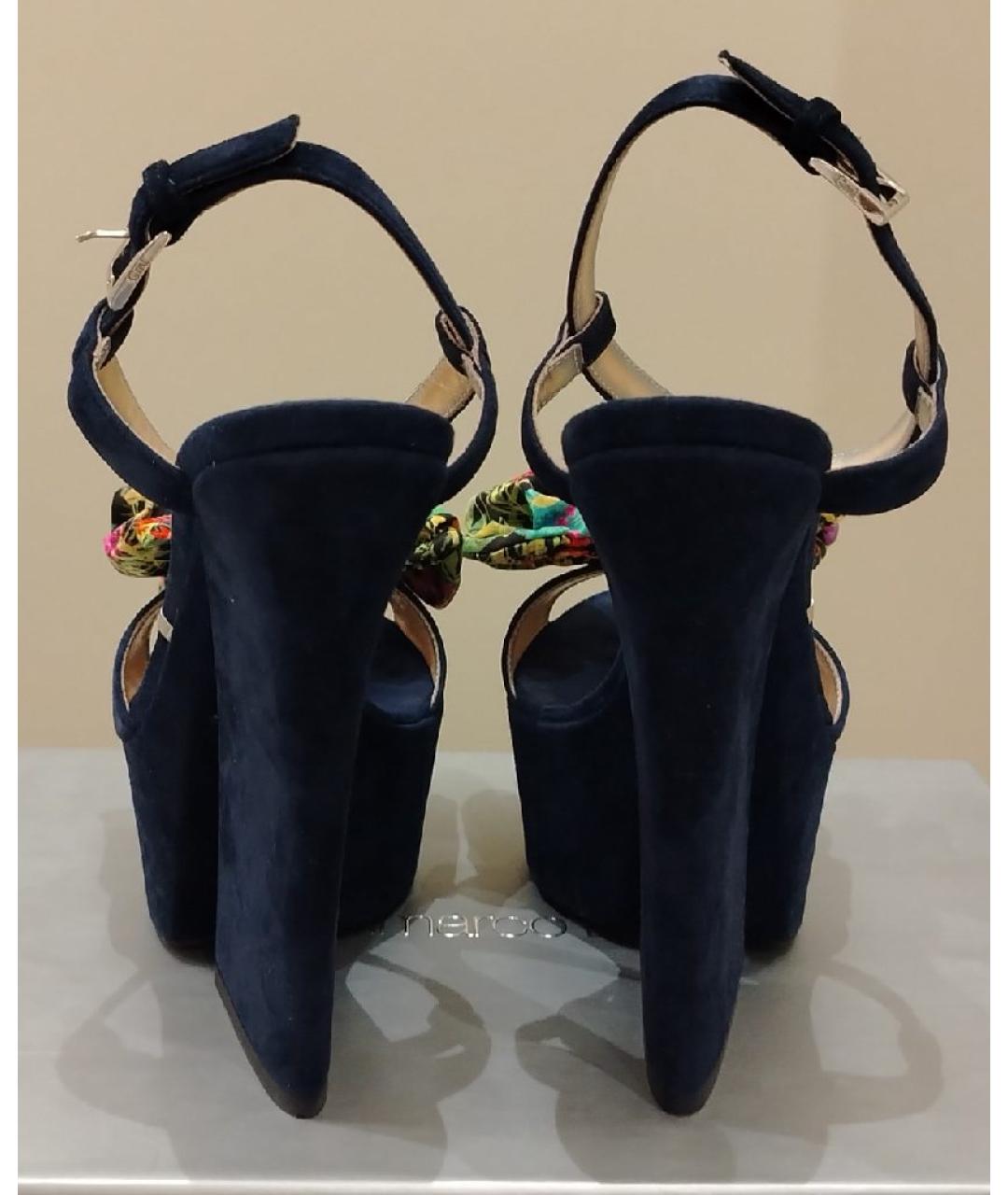 GIAN MARCO LORENZI Темно-синие замшевые босоножки, фото 4