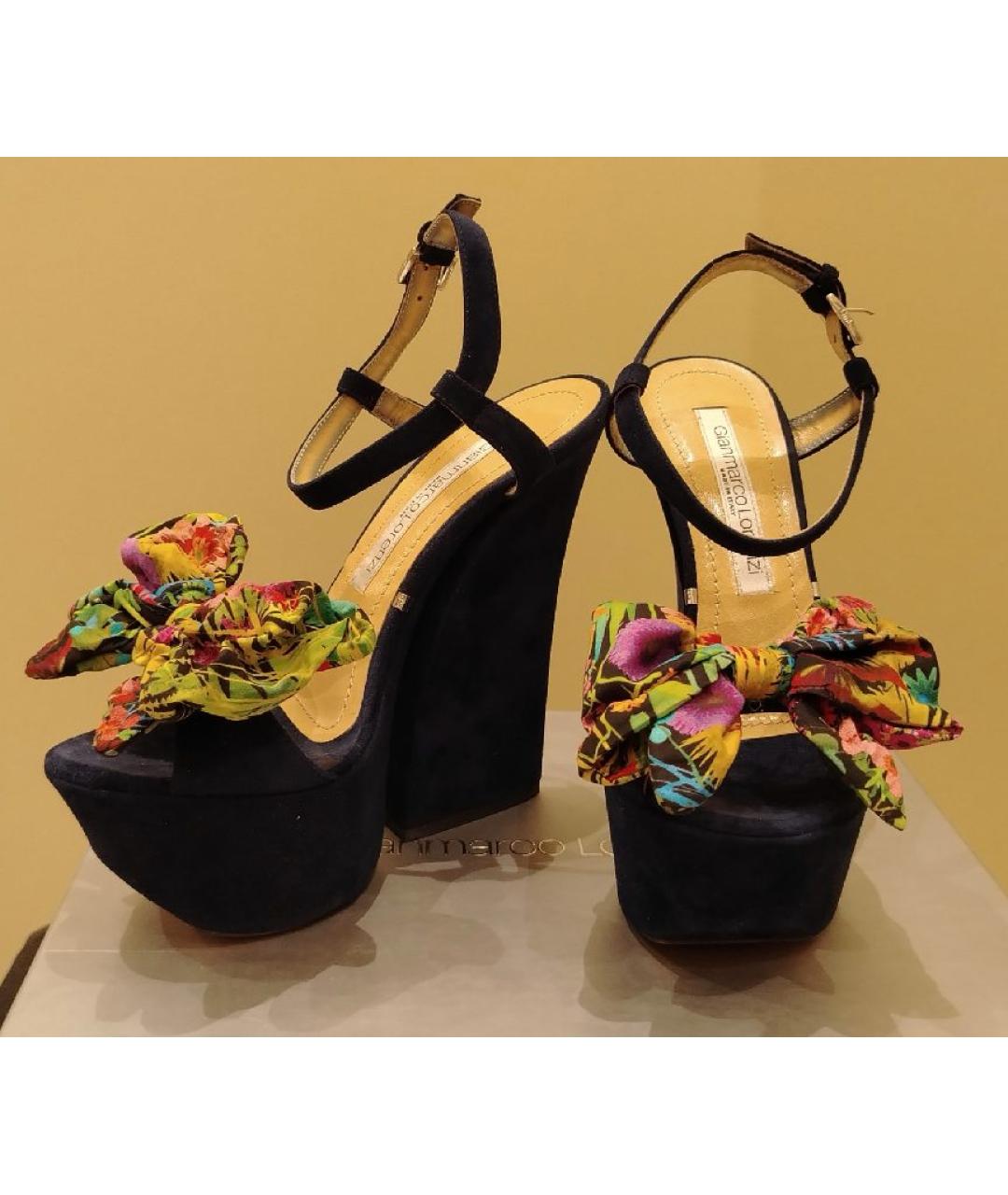 GIAN MARCO LORENZI Темно-синие замшевые босоножки, фото 6