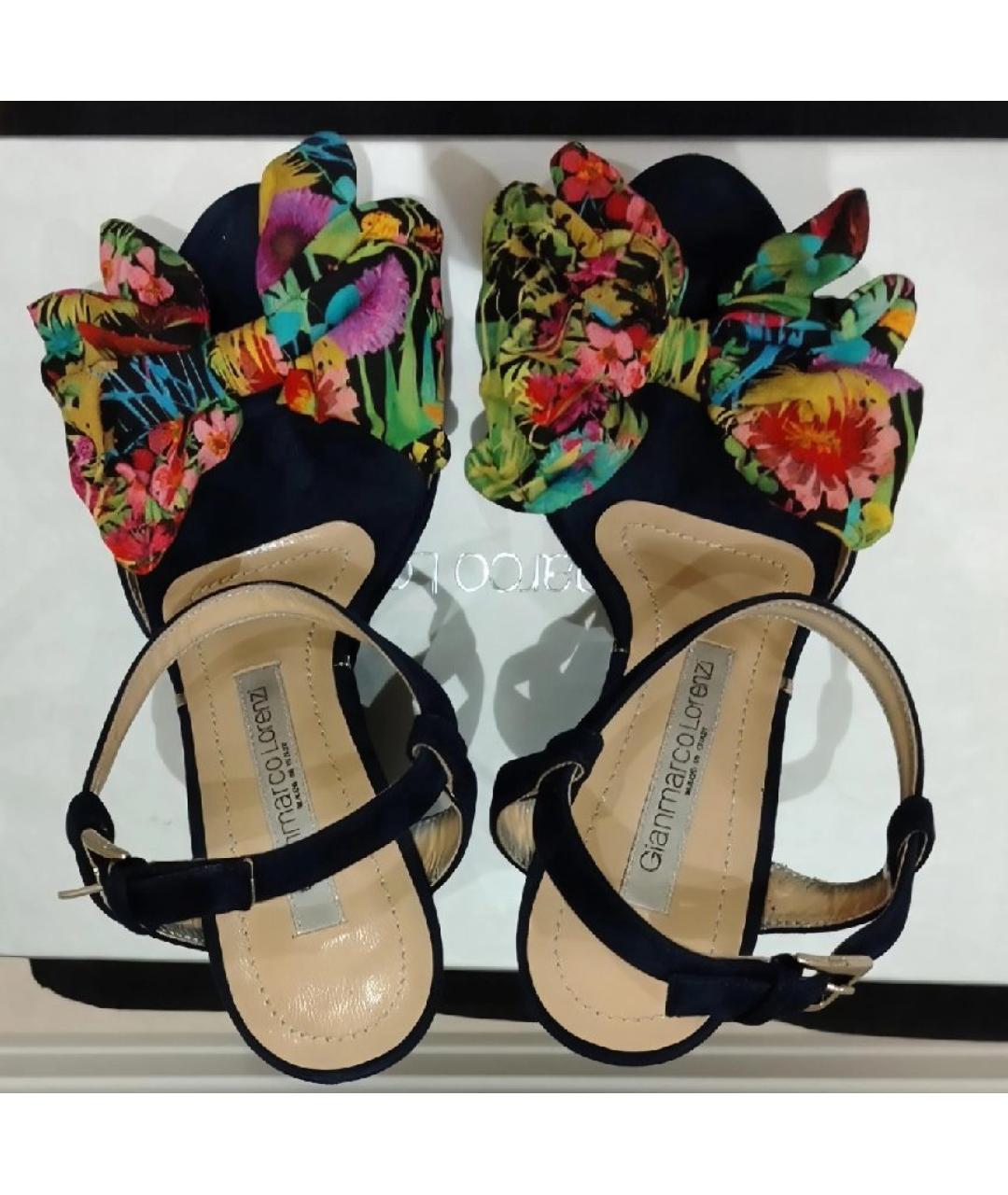 GIAN MARCO LORENZI Темно-синие замшевые босоножки, фото 3