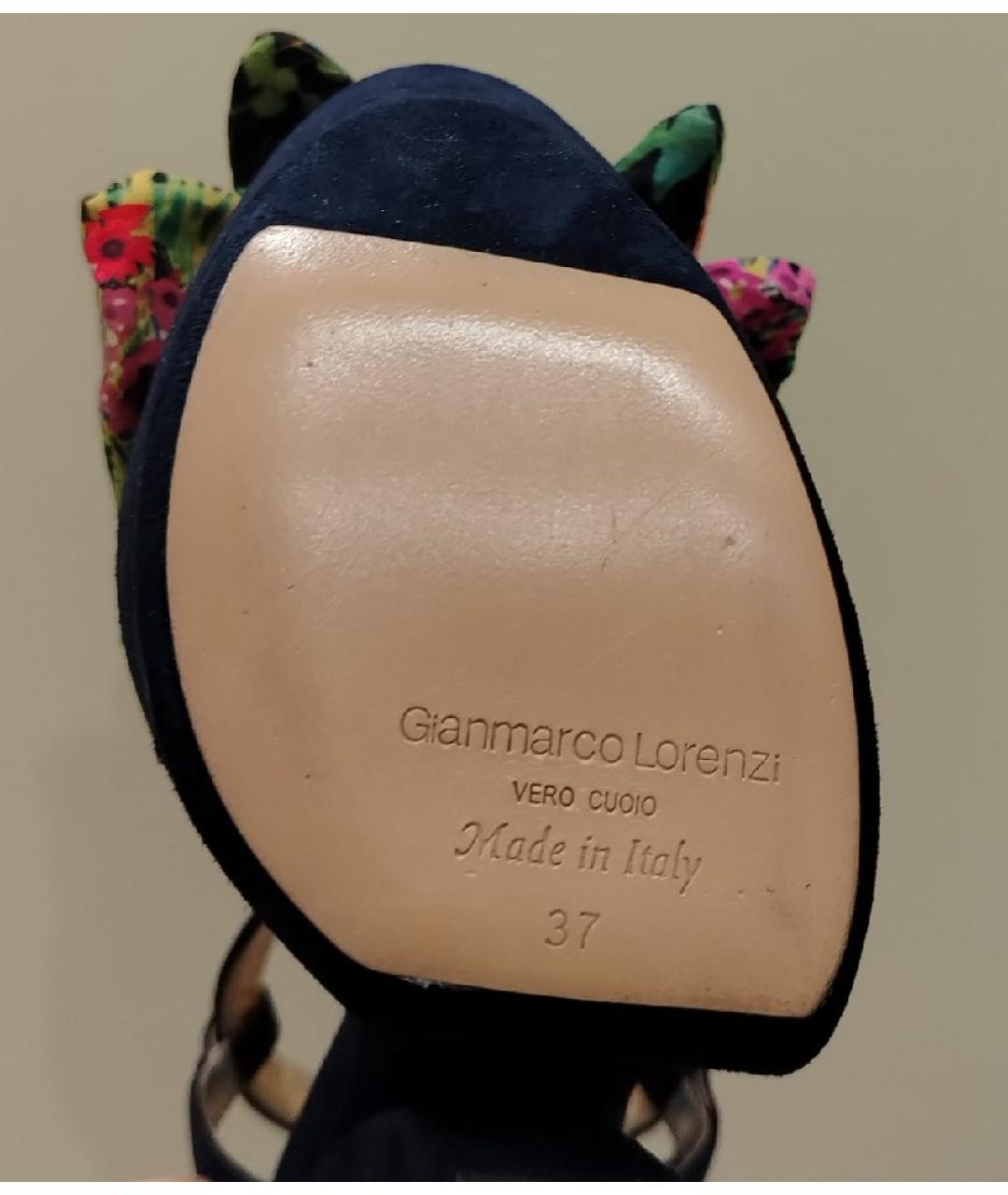 GIAN MARCO LORENZI Темно-синие замшевые босоножки, фото 5