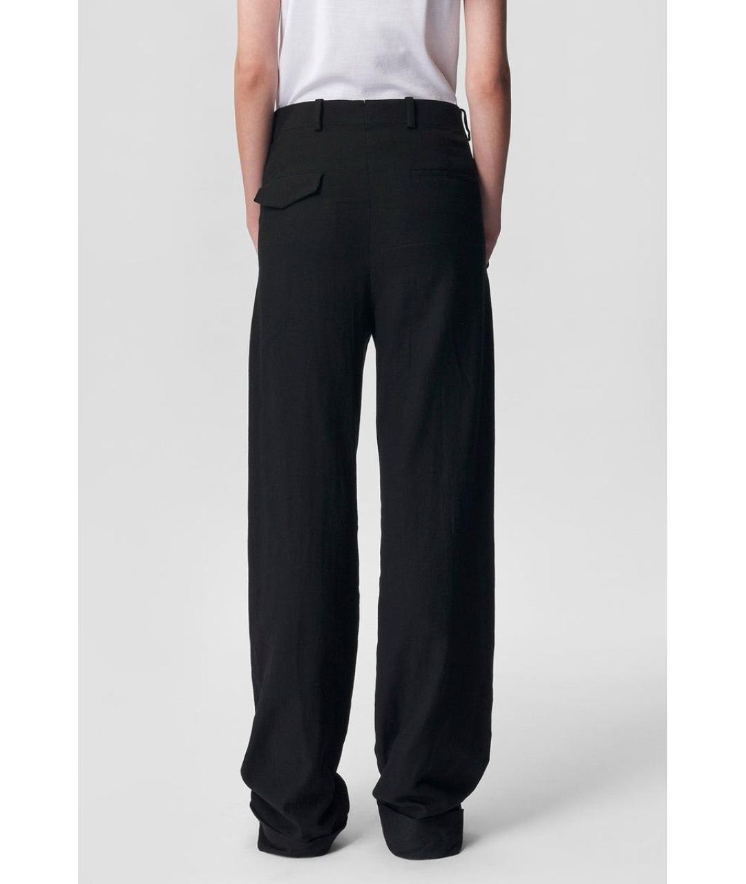 ANN DEMEULEMEESTER Черные хлопковые прямые брюки, фото 3