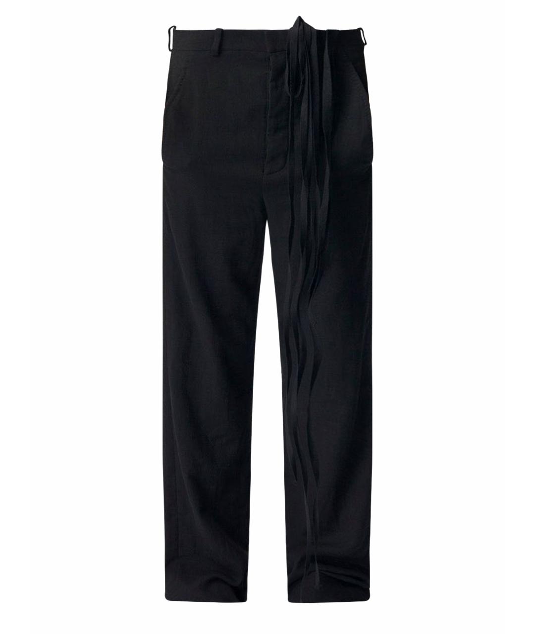 ANN DEMEULEMEESTER Черные хлопковые прямые брюки, фото 1