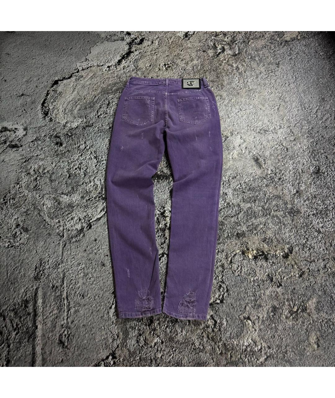 JUST CAVALLI Фиолетовые хлопко-эластановые джинсы скинни, фото 2