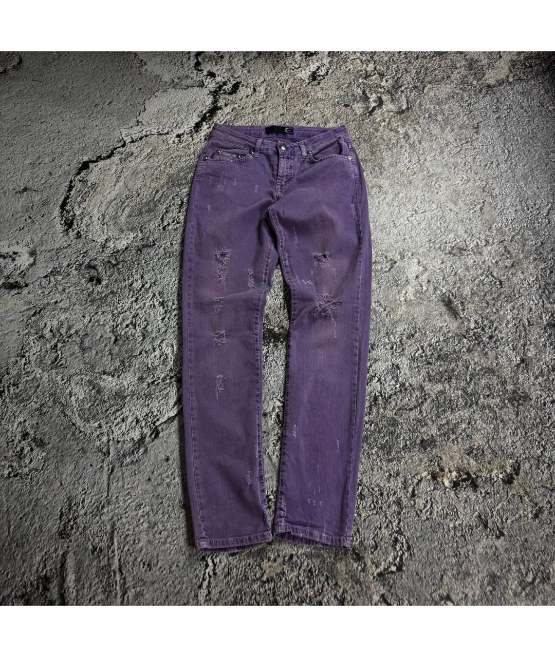 JUST CAVALLI Фиолетовые хлопко-эластановые джинсы скинни, фото 9