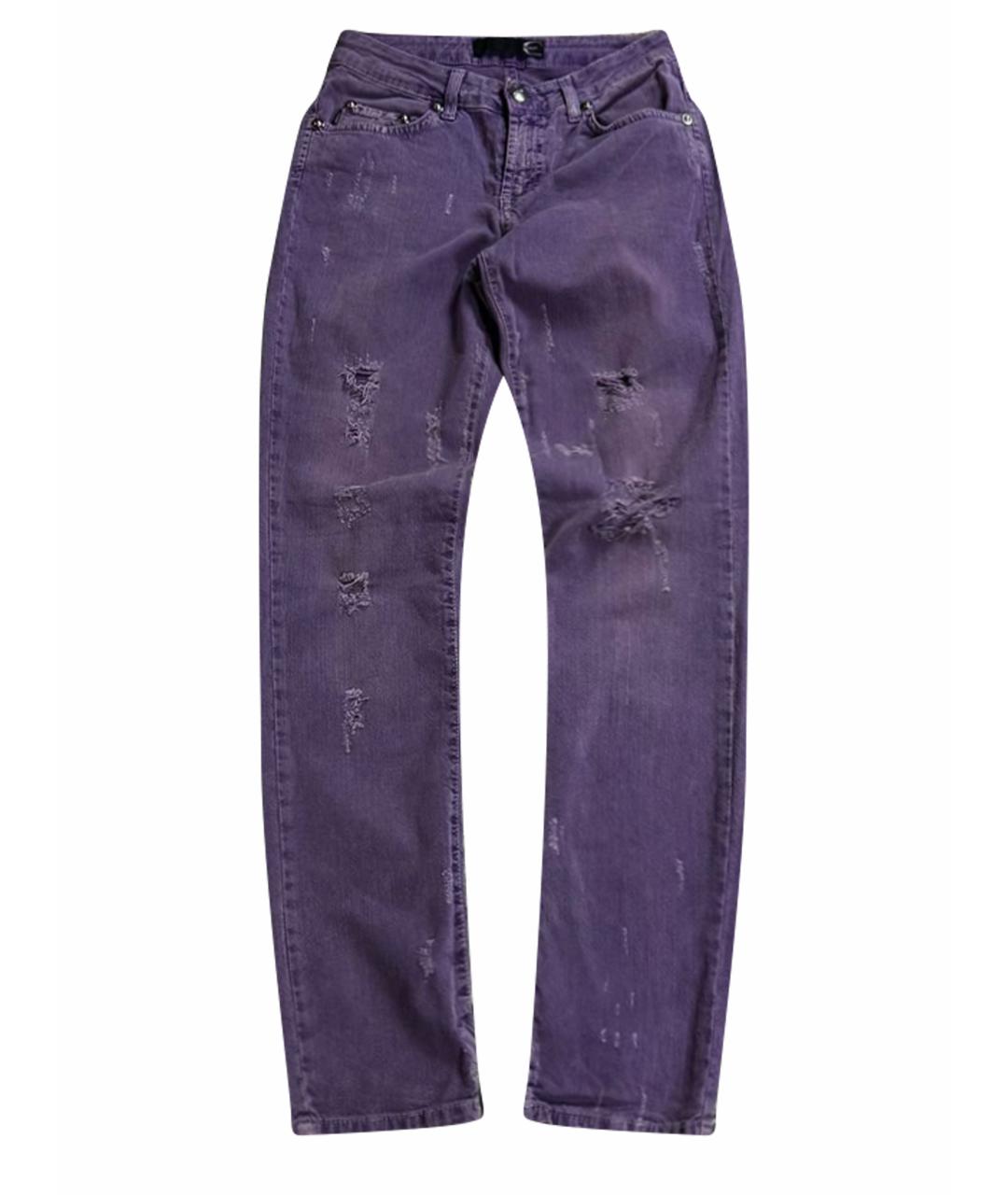 JUST CAVALLI Фиолетовые хлопко-эластановые джинсы скинни, фото 1