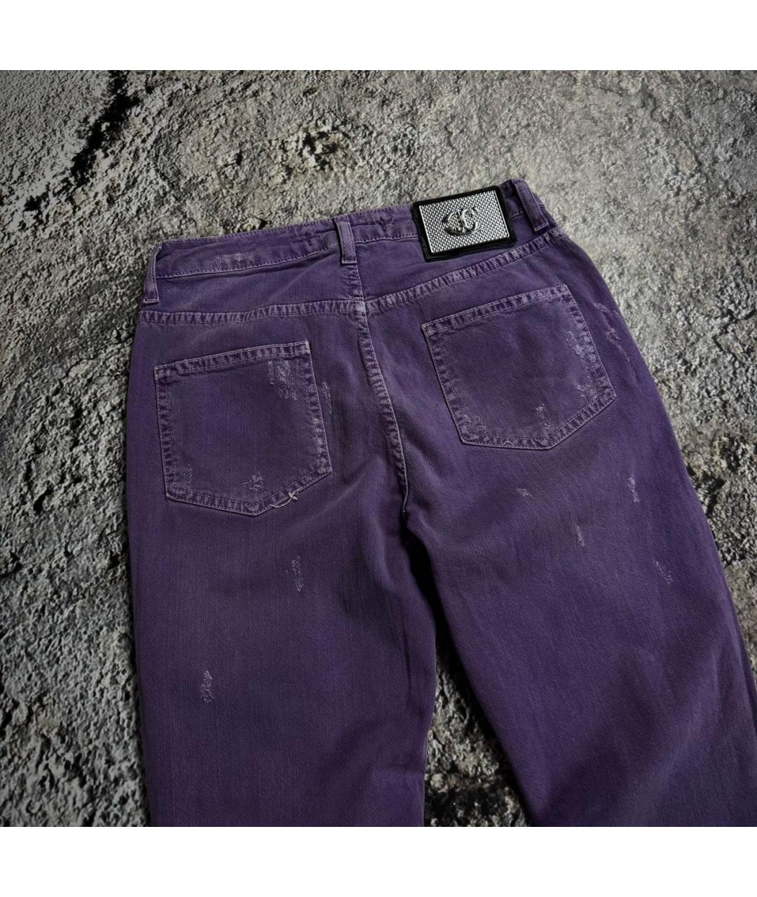 JUST CAVALLI Фиолетовые хлопко-эластановые джинсы скинни, фото 8