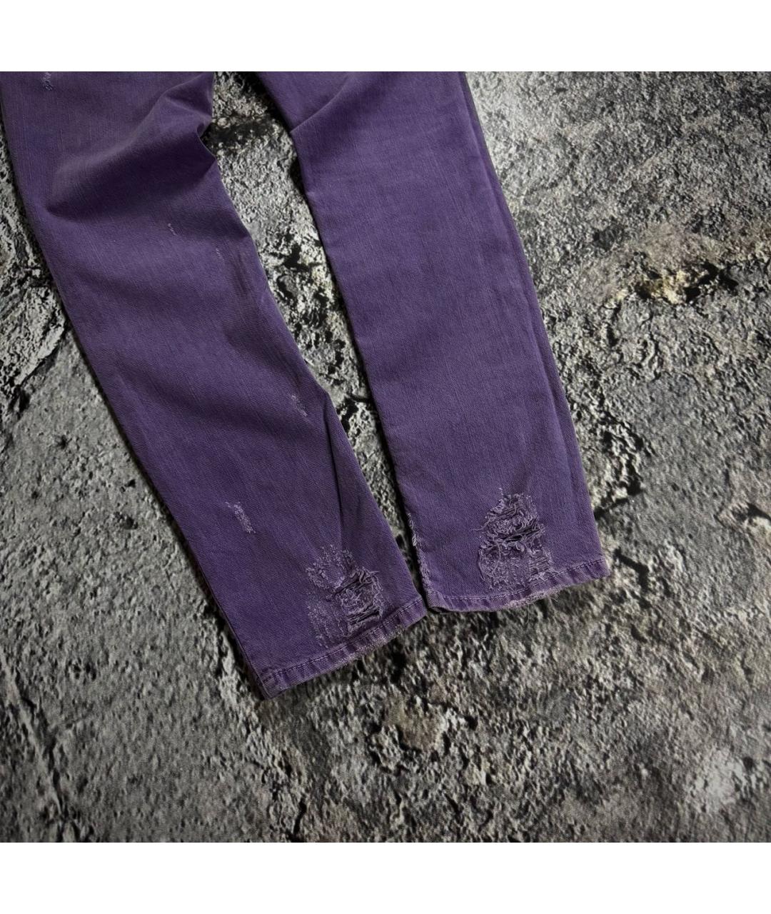 JUST CAVALLI Фиолетовые хлопко-эластановые джинсы скинни, фото 7