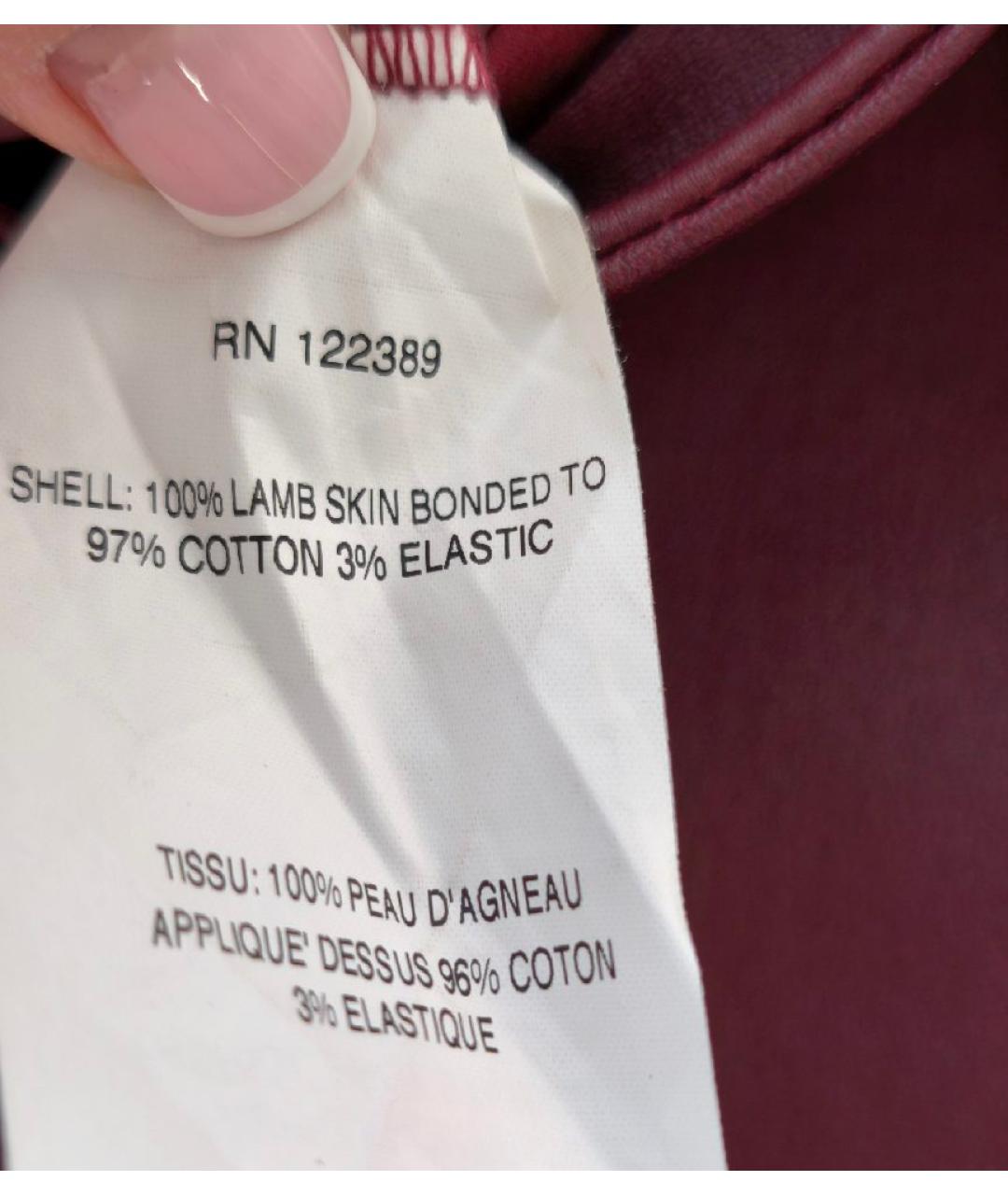 THE ROW Бордовые кожаные брюки узкие, фото 8