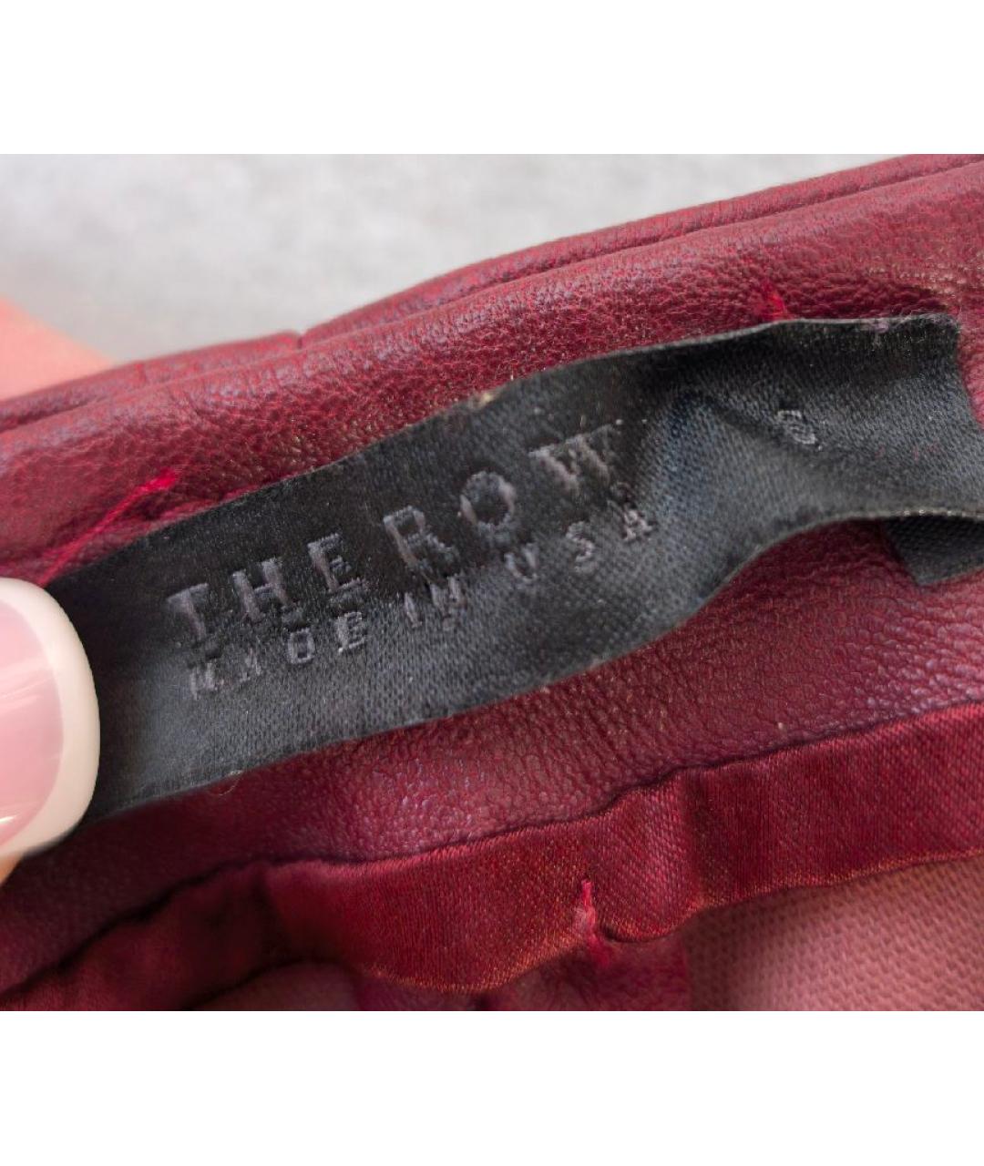 THE ROW Бордовые кожаные брюки узкие, фото 3