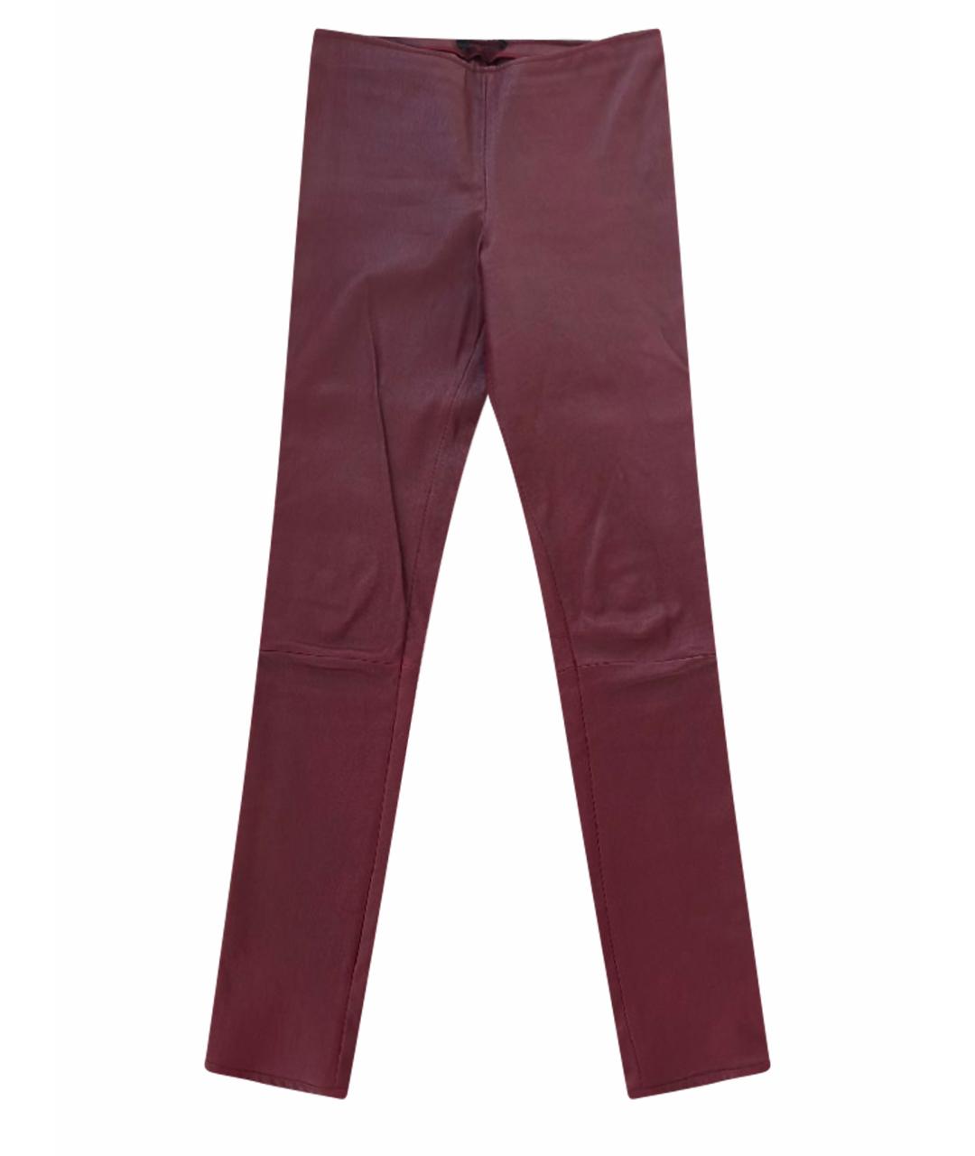 THE ROW Бордовые кожаные брюки узкие, фото 1