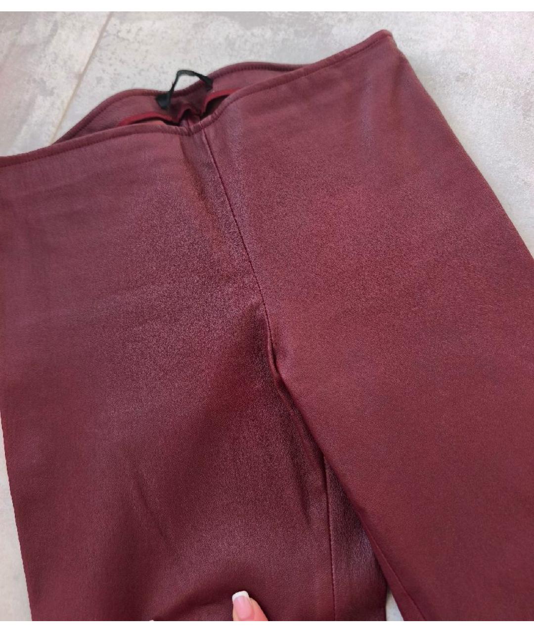 THE ROW Бордовые кожаные брюки узкие, фото 6