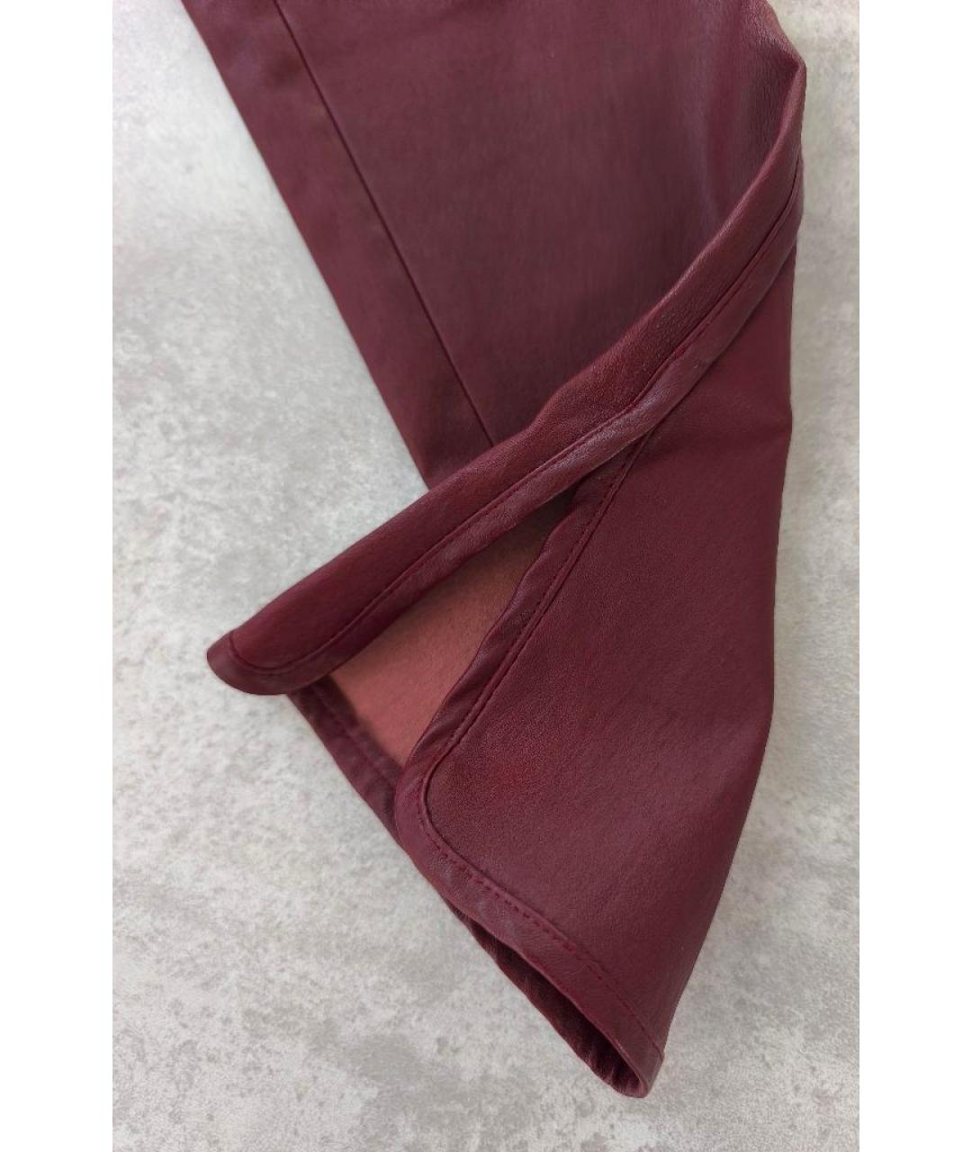 THE ROW Бордовые кожаные брюки узкие, фото 5