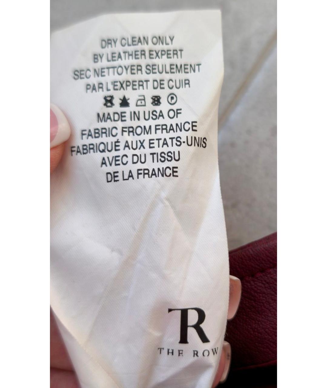 THE ROW Бордовые кожаные брюки узкие, фото 7