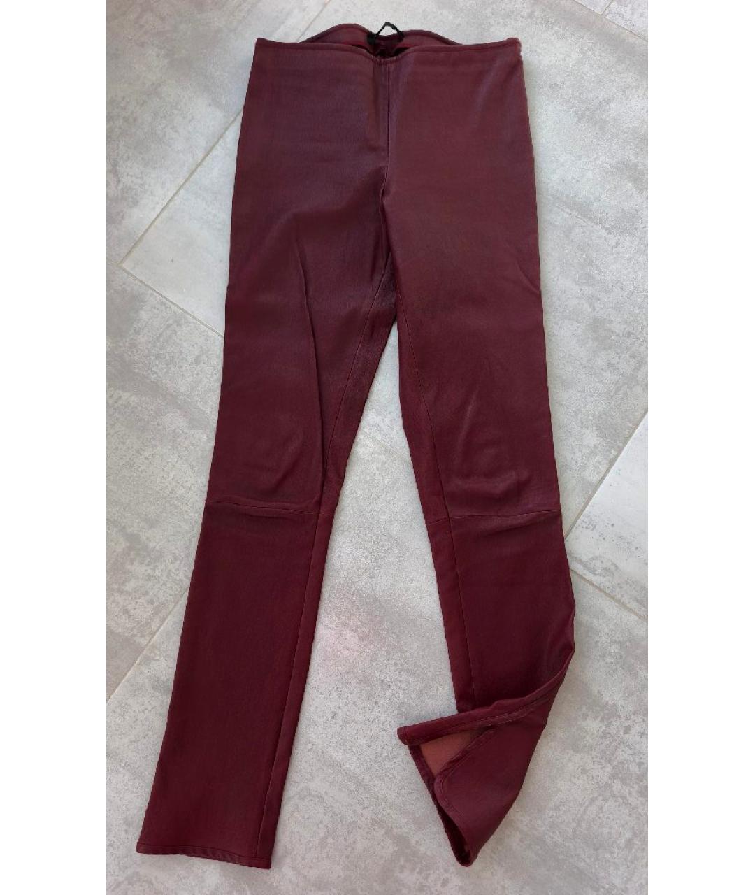 THE ROW Бордовые кожаные брюки узкие, фото 2