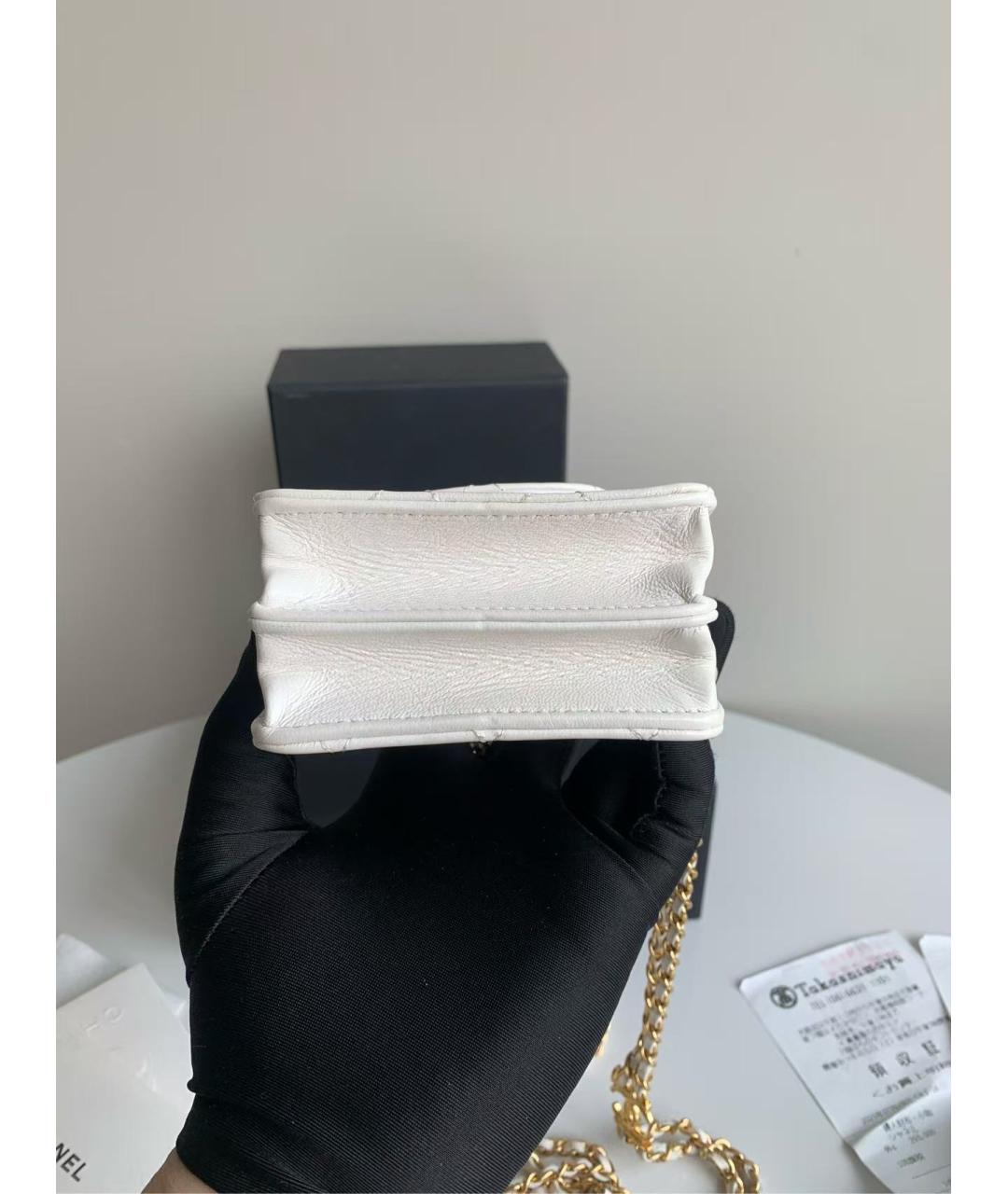 CHANEL Белая кожаная сумка через плечо, фото 6