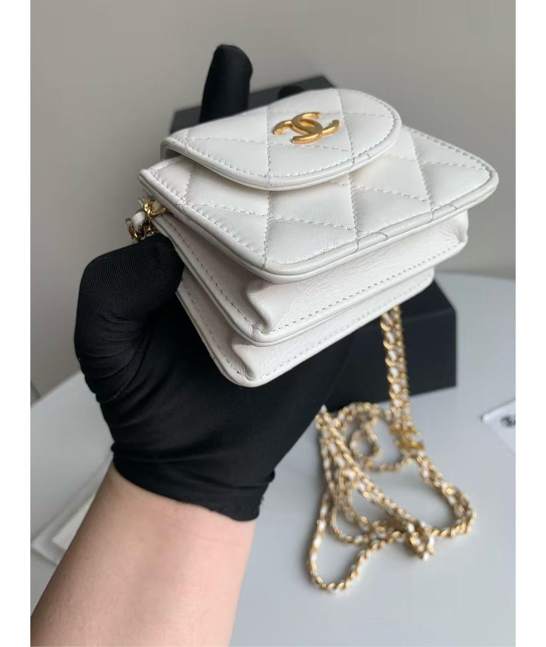 CHANEL Белая кожаная сумка через плечо, фото 5