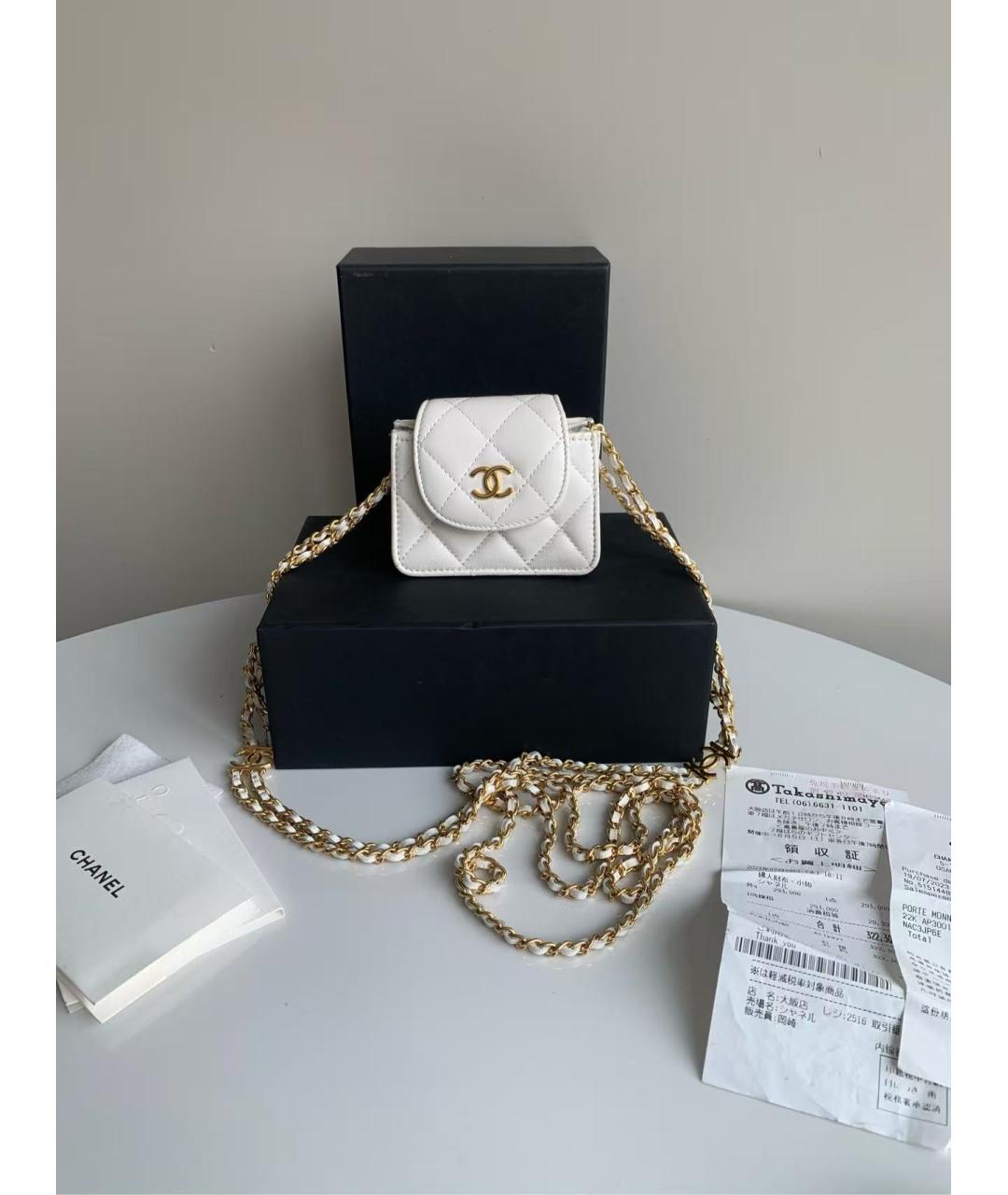 CHANEL Белая кожаная сумка через плечо, фото 2